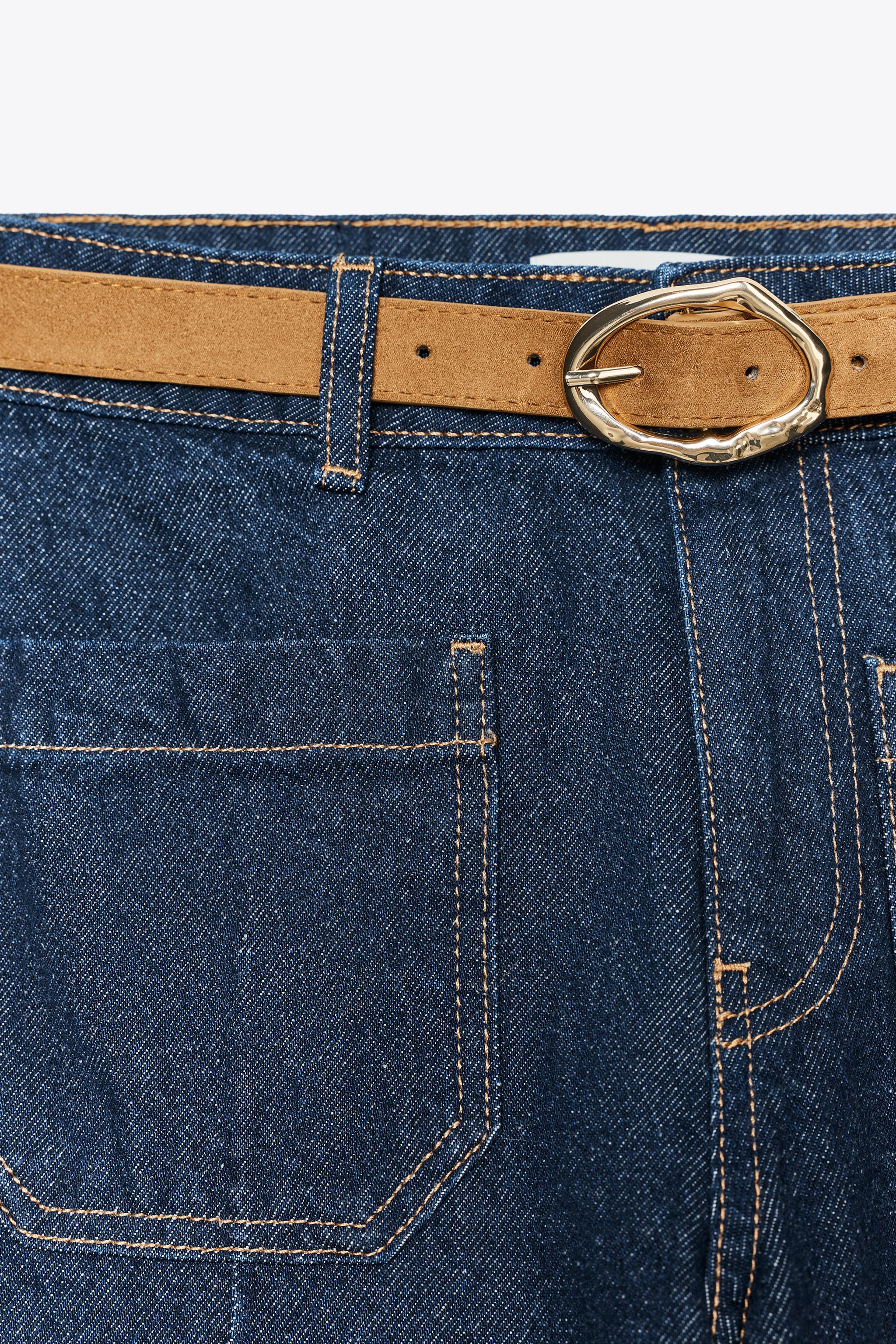 Z1975 HIGH WAIST WIDE LEG CROPPED BELTED JEANS